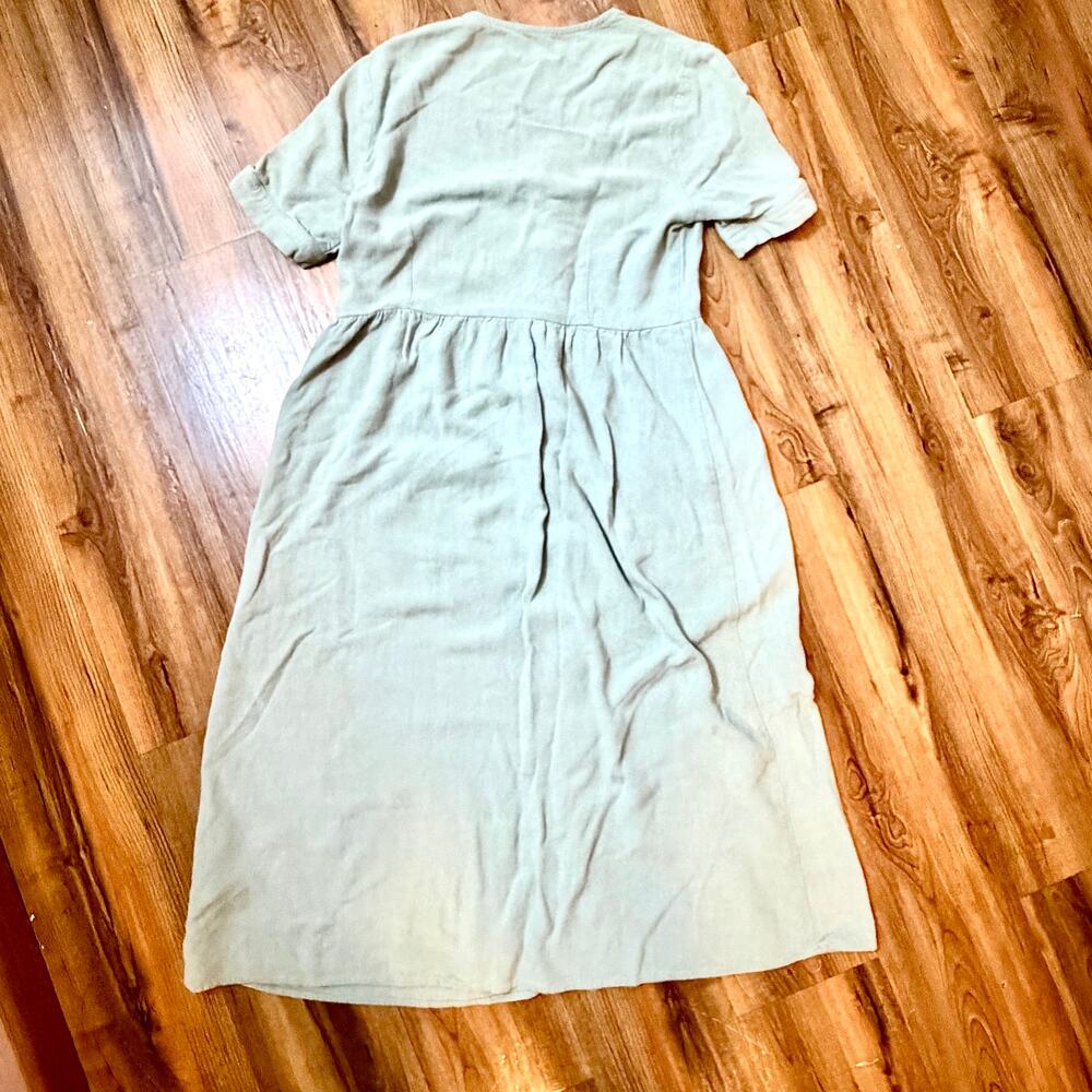 Sage Green Button Front Cottagecore Prarie Midi Dress - Small - Picture 7 of 9